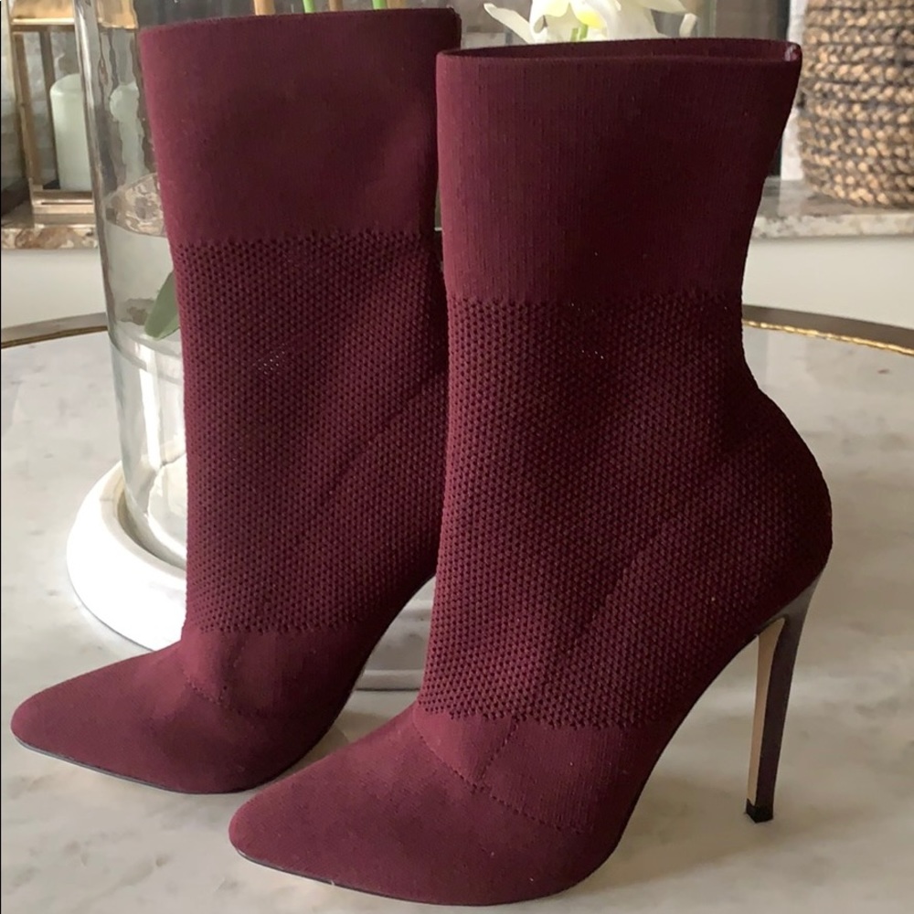 Steve Madden Maroon Sock Bootie Heels